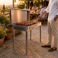 Barbecue Mangal Autonome en Acier Inoxydable pour Charbon de Bois, Grill de Jardin Extérieur, Cuisinière de Barbecue pour Patio et Cour Arrière