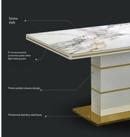 Petite table à manger rectangulaire moderne extensible de luxe avec finition en pierre brillante pour la maison ou l'hôtel