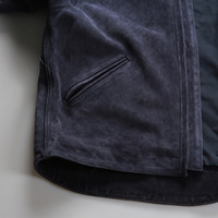 Veste en cuir véritable vintage pour homme, style automne-hiver, fermeture éclair, col en velours côtelé contrastant, manteaux en daim de vache