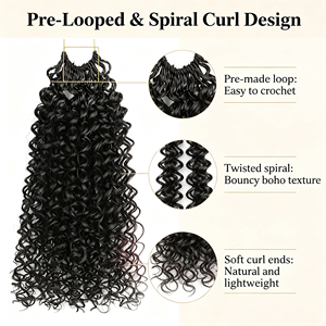 Extensiones de Cabello Sintético Mini <span class=keywords><strong>GoGo</strong></span> para Crochet, 2 Hebras en Espiral, Pequeñas y Rizadas, Pre-Enlazadas, Onduladas Estilo Boho - Product Image 3