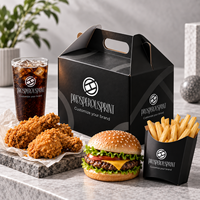 Boîte en papier jetable portable pour ensemble poulet frit, burger et frites, conception personnalisée pour emballage alimentaire de restaurant et de boissons