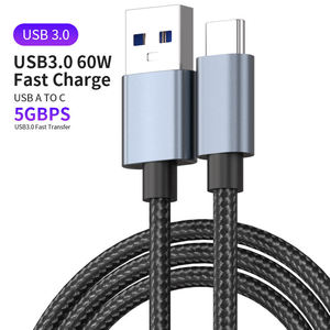 USB 3.0 <b>A</b> to C <b>Cable</b> 60W Fast Charge 5Gbps Nylon Braided Aluminum Connector Data Transfer <b>for</b> <b>Computer</b> - Product Image 1