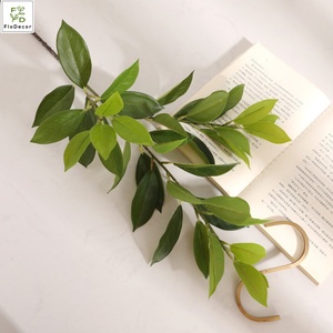 Üst satıcı yapay Ruscus aculeleaves festivali düğün dekorasyon için limon yaprağı dalları gerçek dokunmatik bırakır - Product Image 2