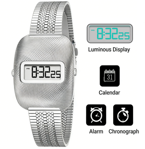 Montre carrée vintage personnalisée Y2K en alliage, chronographe lumineux, affichage du jour et de la date, montre-bracelet à quartz de haute qualité pour hommes - Product Image 2