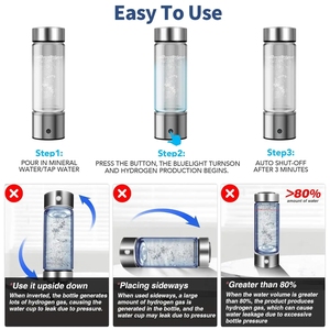 Bouteille d'eau hydrogénée 2-en-1, générateur d'hydrogène jusqu'à 9-4000 PPB, ioniseur d'eau avec technologie SPE/PEM - Product Image 4