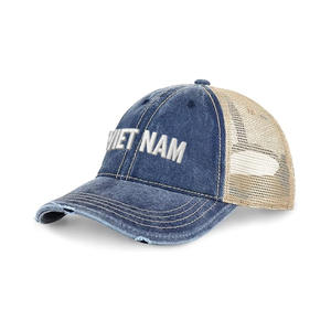 Gorra Trucker de 6 Paneles de Mezclilla de Alta Calidad, Estructurada, con Malla, Visera Curva, Cierre a Presión, Logotipo Bordado, Algodón Lavado, Estilo Desgastado, para Correr - Product Image 6