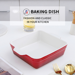 Plat de cuisson carré en céramique avec poignée Ustensiles de cuisine écologiques pour nouilles <span class=keywords><strong>au</strong></span> <span class=keywords><strong>fromage</strong></span> et cuisson - Product Image 2