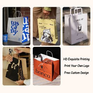 ถุงกระดาษคราฟท์พิมพ์ลายตามสั่ง สำหรับร้านอาหาร บริการซื้อกลับบ้าน และส่งอาหาร ทนทาน กันน้ำมัน พร้อมโลโก้ของคุณ - Product Image 5