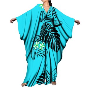 Diseño marino Concha Estrella de mar Impresión Estilo DE LA <span class=keywords><strong>ISLA</strong></span> Manga de mariposa Maxi Kaftan Vestido de vacaciones largo personalizado Vestido de ala de Chal - Product Image 3