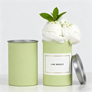 Biodegradable Custom Soy Ink Printed Food Grade Round Cylinder Cardboard Box Paper Tube for Ice Cream Packaging - Product Image 1