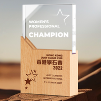 Trophée en bois et cristal personnalisé avec logo, idéal pour les souvenirs, vente en gros
