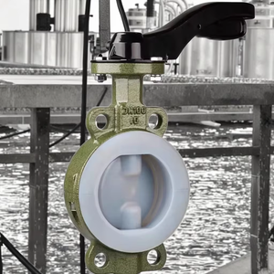 Vanne à <span class=keywords><strong>disque</strong></span> manuelle bon marché en gros vanne papillon doublée de fluor pour le traitement de l'eau - Product Image 4