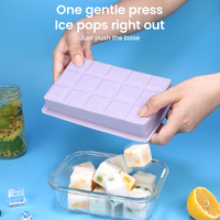 Plateau à glaçons en silicone de qualité alimentaire personnalisé avec logo OEM, avec couvercle amovible, réutilisable et facile à démouler, sans BPA, compatible lave-vaisselle