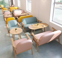 Ensemble table et chaises en bois massif pour bar à eau, boulangerie, librairie, négociation, canapé double pour café, usage commercial, entièrement en bois massif