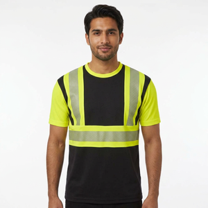 Clush Industries Polyester/Cotton Custom Breathable High Visibility Reflective Safety T-Shirt Unisex Construction Work <b>Heat</b> - Product Image 1
