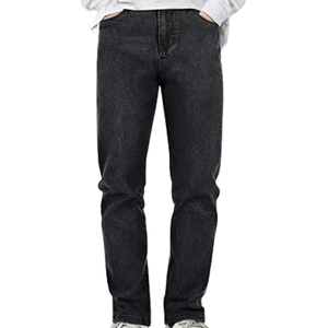 Jean en denim délavé mi-lourd pour homme, taille haute, coupe droite, en coton/élasthanne, style décontracté streetwear - Product Image 1