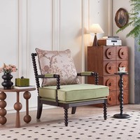 Fauteuil individuel rembourré en bois massif de style américain vintage, fauteuil lounge français du milieu du siècle, fauteuil à oreilles rembourré de duvet