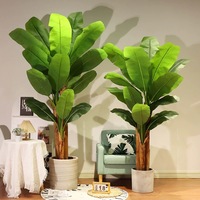 Pohon Pisang Buatan Daun Besar Bahan PE Ramah Lingkungan Tahan UV Tanaman Hias Lanskap Dalam Ruangan 100cm-400cm Hotel
