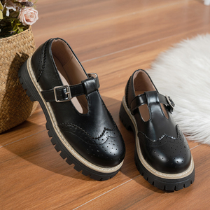 Nuove <span class=keywords><strong>Scarpe</strong></span> Mary Jane Nere da <span class=keywords><strong>Donna</strong></span> 2026 con Plateau, Tacco Grosso, Stile Brogue Traforato, Cinturino con Fibbia, <span class=keywords><strong>Scarpe</strong></span> Casual Eleganti con Suola da 4,5 cm - Product Image 5