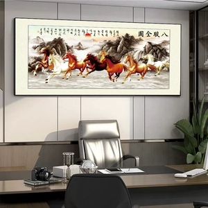 Decoración Moderna para el Hogar, Impresión Digital de Paisaje <span class=keywords><strong>al</strong></span> Atardecer, Cuadro de 8 Caballos en Lienzo, Pintura Artística en Aerosol, Pintura de Porcelana de Cristal - Product Image 3