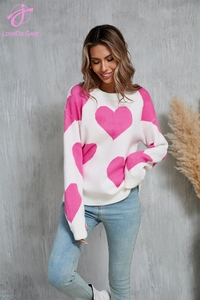 Suéter de Manga Larga con Cuello Redondo y Bordado Personalizado con Logotipo de Loveda Wholesale para Mujer, Diseño de Corazón para el Día de San Valentín - Product Image 3