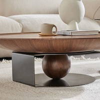 Base de sphère créative moderne de luxe cadre en bois pied en métal Table basse ronde combinaison de Table d'appoint pour salon hôtel Villa