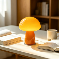 Lampe en forme de champignon VH, lampe de table en verre orange en forme de champignon, lumière ambiante à commande tactile, lampe de chevet pour chambre à coucher