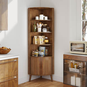 Armario Rústico con Diseño Curvo Estilo Puerta de Granero, Armario de Almacenamiento Multifuncional para Esquina - Product Image 1