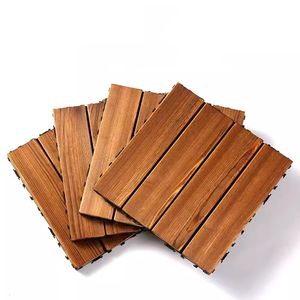 Dalles de terrasse en bois carbonisé imperméables pour extérieur, dalles de terrasse en bois pour intérieur, dalles de sol emboîtables - Product Image 1