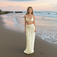 Cache-maillot ajouré au crochet à fleurs, style chemisier, pour vacances à la plage