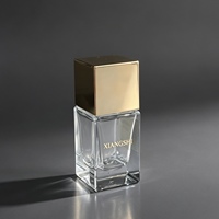 Flacon de parfum géométrique moderne 30/50 ml avec bouchon carré chromé brillant, finition dorée, argentée ou noire, distributeur de parfum