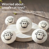 Balles de jeu pour chat en laine naturelle, design mouton mignon, modernes et décontractées, jouets interactifs silencieux pour animaux de compagnie, pour chats d'intérieur, pour le jeu autonome, le soulagement de l'ennui et l'exercice