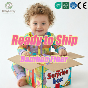 Babylovey Tersedia Stok Piyama Bayi Bambu Rts dengan Ritsleting Dua Arah dan Desain Cetak Kartun Lengan Panjang - Product Image 1