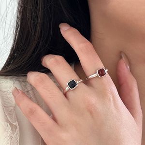 S925 Sterling Silver Geometric <b>Ring</b> With Enamel Inlay For Women Everyday Wear - Product Image 4