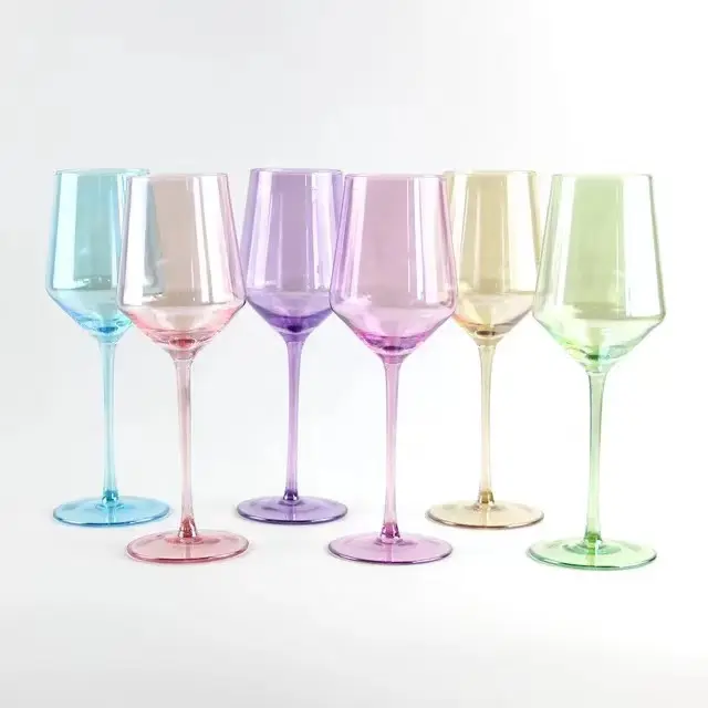 Copa de vino verde, Copas de vidrieras, copa de vino rosa, regalo, color rosa claro, verde, púrpura, azul, copa de vino