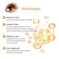 Sérum pour cils naturel, biologique, végétalien, stimulant la croissance, sans logo, en gros, personnalisé, marque privée, avec applicateur