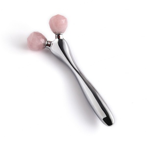Wholesale Competitive Price Custom Logo Double Pink <b>Roller</b> Facial <b>Metal</b> Massage Tool - Product Image 4