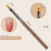 Pinceau à ongles professionnel JIY OEM avec manche en acrylique marron et poils en nylon pour le dessin d'art sur ongles