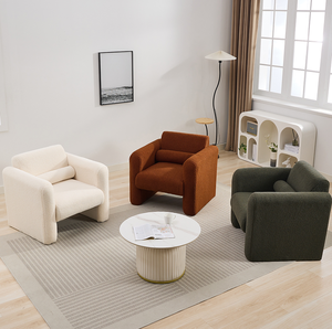 Sillón Moderno con Tapicería de Tela Sherpa, Cómodo Sillón de Lectura con Respaldo Acolchado, para Sala de Estar, Oficina en Casa, Dormitorio - Product Image 6