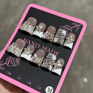 เล็บปลอมลายการ์ตูนเป็ดทรงหัวเป็ดแบบสี่เหลี่ยมคางหมู วัสดุ ABS พร้อมลายดาว ให้ความรู้สึกหรูหราและสง่างาม ติดด้วยกาว - Product Image 4