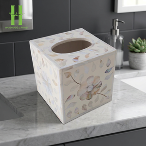 La última caja de pañuelos de nácar, servilletero hecho a mano, caja de pañuelos con incrustaciones de fregona de lujo, la más vendida al por mayor de Vietnam - Product Image 1