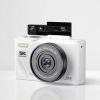 Kamera Vlogging Digital Ultra Jernih 5K 75MP dengan Pelacakan Wajah Cerdas AI 180 °   Layar Putar WiFi 18X Zoom dan Webcam untuk Perjalanan