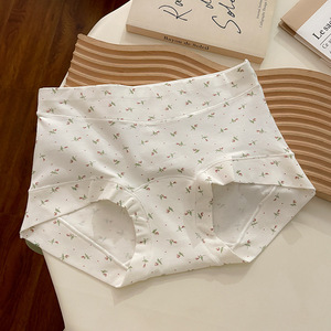 Slip da donna a vita media in cotone traspirante con motivo a pois e fiori, modello 10A - Product Image 5