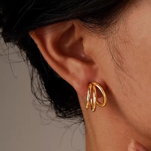 YE313 Low Price Fashion Trendy Girl <strong>Stainless</strong> <strong>Steel</strong> 18K Gold Plated C Shaped Design Women's Hoop Earrings <strong>Jewelry</strong> for Women Gift - Product Image 3