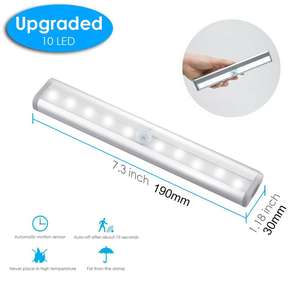 10 LED PIR LED 运动传感器橱柜灯橱柜衣柜床灯 LED 内阁夜灯衣柜楼梯厨房 - Product Image 2