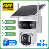 Nouvelle caméra de sécurité solaire WiFi à double objectif 6MP, caméra IP sans fil extérieure, vision nocturne couleur, détection humaine