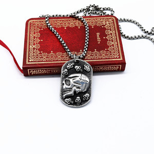 Collar con Colgante de Calavera y Esqueleto yunnique, Plata Tibetana, Diseño Geométrico, Estilo Punk Rock, Joyería para Motociclistas - Product Image 4