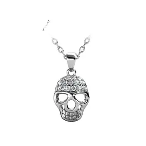 Premium Austrian Crystal Jewelry Sterling Silver / Brass Stylish Design Skull Head Pendant Necklace Destiny Jewellery