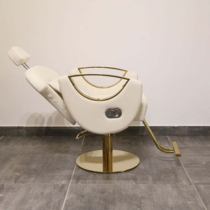 Silla de Barbería de Lujo de Alta Gama, Color Dorado, Suministro de Fábrica, Silla de Peluquería de Cuero PU Blanco para Salón de Belleza Profesional - Product Image 6