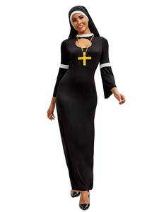 Último Diseño: Disfraz de Monja para Mujer, Vestido de Cosplay para Halloween, Traje para Fiesta de Disfraces, Atuendo para Representaciones Teatrales - Product Image 3